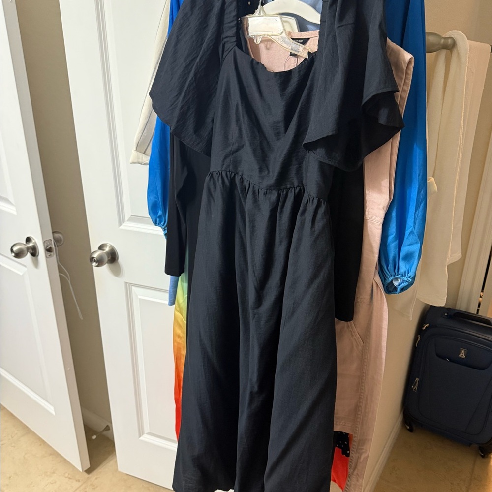 A New Day Black Cold Shoulder Flutter Sleeve Sundress